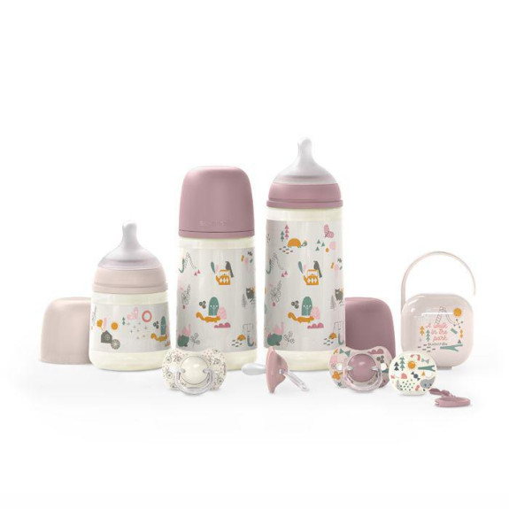 Súprava fľaša 270 ml + cumlík fyziologický 0 - 6 m + klip Walk Suavinex