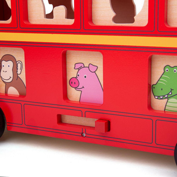 Drevený autobus so zvieratkami Bigjigs Toys