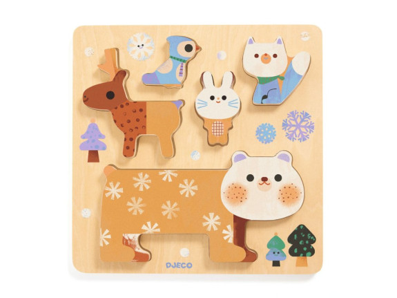 Drevené puzzle WoodyStack 5 ks Djeco