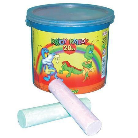 Farebné kriedy chodníkové 12cm asst 7 farieb 20ks vo vedre