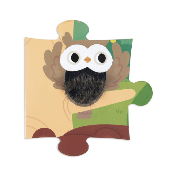 Puzzle dotykové senzorické Les s rôznymi povrchmi 20 ks Janod