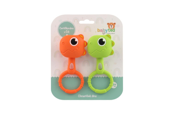 Hrkálka dino 2ks silikón 13 x 5 cm Babyted