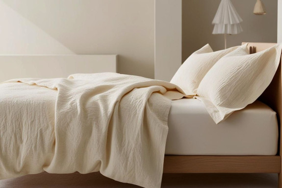 Mušelínové obliečky do detskej postieľky 100x135 cm + 45x60 cm Prem Cream