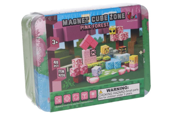 Stavebnica Magnet Cube Zone Pink Forest 48 dielikov
