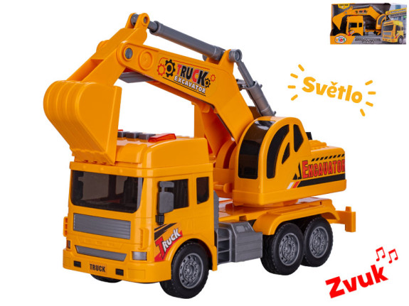 Auto stavebné bager 27 cm na zotrvačník na batérie so svetlom a zvukom