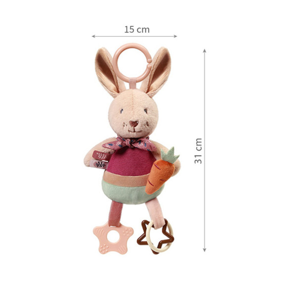 Závesná senzorická hračka Rabbit Karo pre bábätko – hrkálku a hryzátko BabyOno