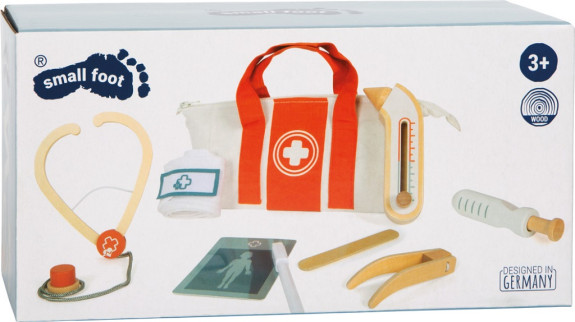 Doktorský set s červeno-bielou lekárskou taškou small foot