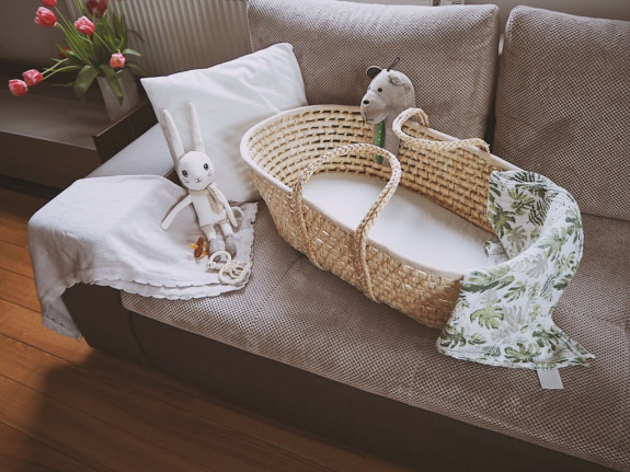 Mojžišov košík pre bábätko Corn Natural + matrac Basic Ahojbaby