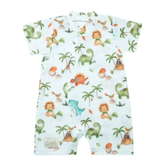 Letný overal pre bábätko mušelín Dino baby biely Esito