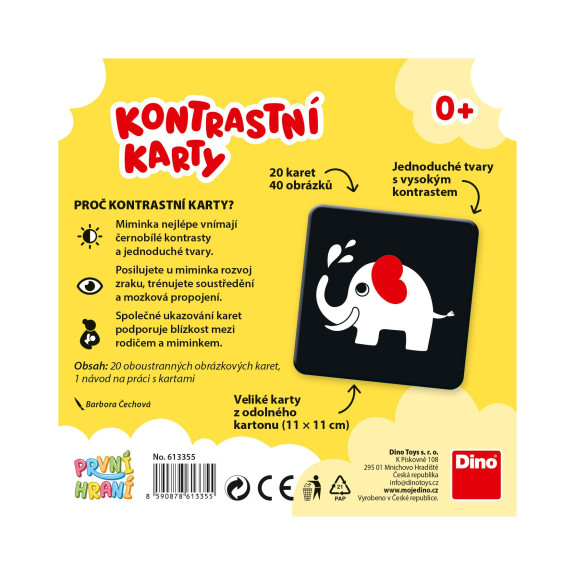 Prvé hranie Kontrastné karty náučná hra Dino