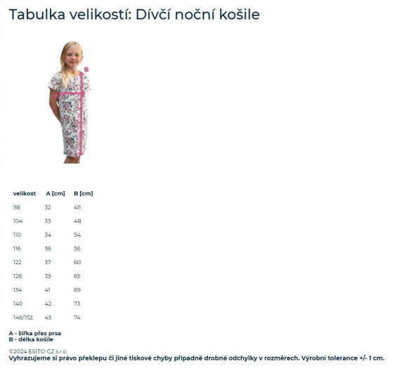 Dievčenské nočné košele Kráľovstvo sedmokrások Esito
