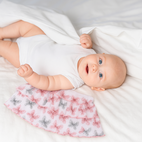 Bavlnená sukienka s volánmi Motýliky Baby Service