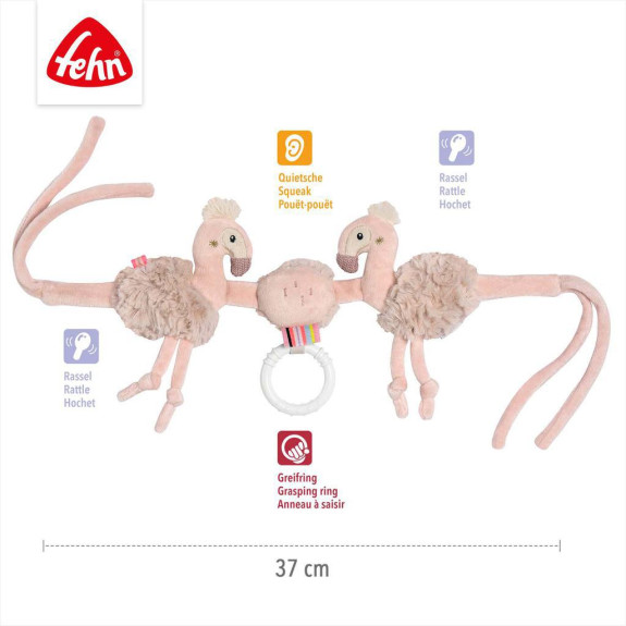 Reťaz na kočík plameniak, Pink Baby Fehn