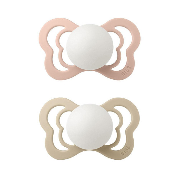 Bibs cumlíky kaučuk ortodonickej 2 ks Couture 6-36 mesiacov Blush-Vanilla Nočná 2. AKOSŤ
