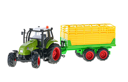 Traktor s vlečkou na zotrvačník so zvukom a svetlom, kov