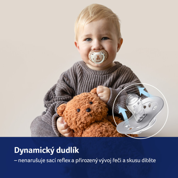 Cumlík svietiaci silikónový dynamický 2 ks Teddy Love 0 - 6 m Lovi