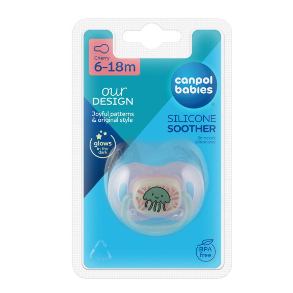 Cumlík svietiaci silikónový čerešnička Love & Sea Canpol babies