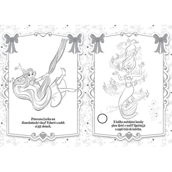Omaľovánky A4 so samolepkami Disney Princezné