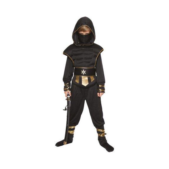 Kostým detský Ninja čierno-zlatý veľ. 10-12 rokov Albi