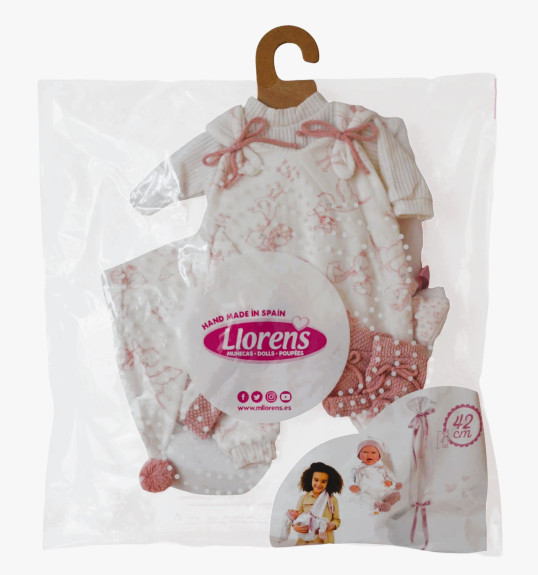 Obleček pre bábiku New Born veľkosti 40-42 cm s nosítkom cez rameno Llorens