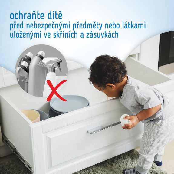 Magnetické zámky biele na skrine a zásuvky sada 4 ks + 1x magnetický kľúč Sipo