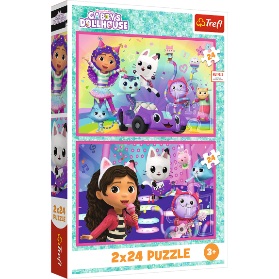 Puzzle Hranie s Gabby 2 v 1 Gábinkin kúzelný domček 2 x 24 dielikov