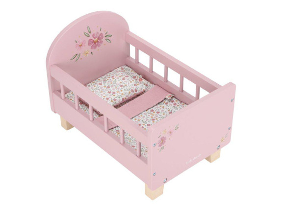 Postieľka pre bábiky drevená s perinkou Pink Little Dutch