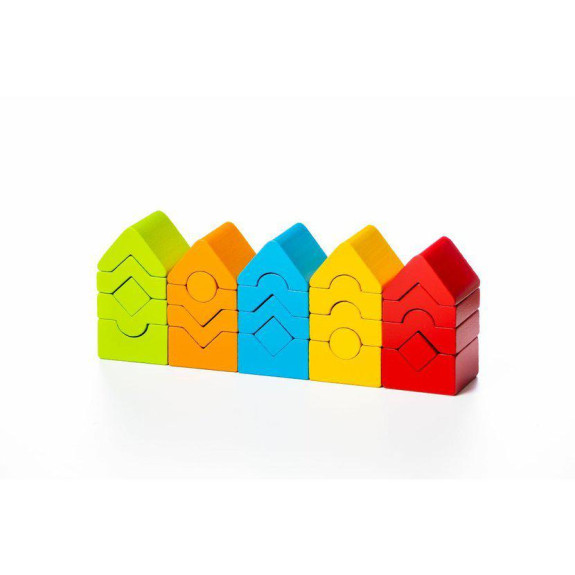 Sada 5 veží - drevená skladačka Cubika