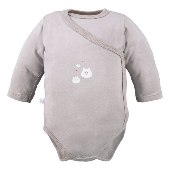 Zavinovacie body Petite s dlhým rukávom béžovej s medvedíkmi Eevi