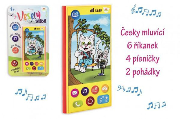 Veselý mobilný telefón česky hovoriaci so zvukom