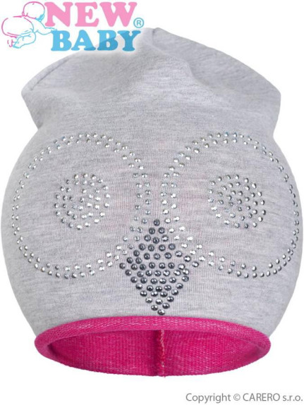 Jarná čiapočka New Baby sova šedo-ružová veľ. 44-48 cm