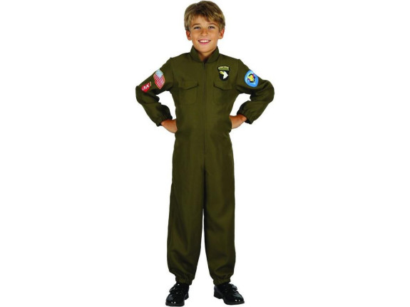 Kostým na karneval - vojenský pilot, Vel. 130 - 140 cm