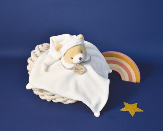 Darčeková sada Plyšový muchláčik sivý Medvedík 25 cm Doudou
