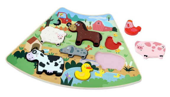 Drevené puzzle Veselá farma prepojiteľné 2Kids Toys