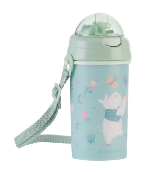 Hrnček so silikónovou slamkou a popruhom 450 ml Music Fest KikkaBoo
