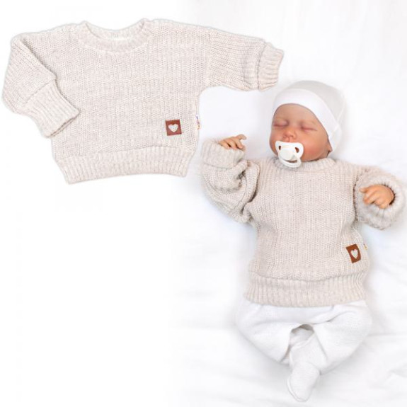 Rastúci oversize pletený svetrík pre bábätko sv. béžový Baby Nellys