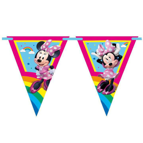 Girlanda vlajočková EKO "Minnie Mouse dúhová" (9 vlajok)