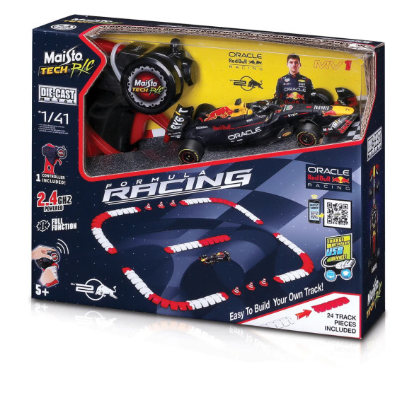 Red Bull Racing RB20 1 Max Verstappen a závodná trať Maisto