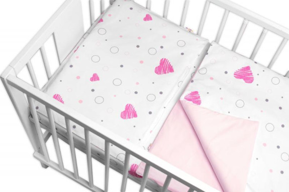 Mantinel s obliečkami 3dielna bavlnená sada I love Girl ružová Baby Nellys
