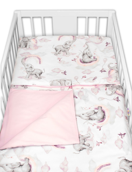 6-dielna sada s darčekom pre bábätko 120 x 90 Slon a dúha ružová/biela Baby Nellys