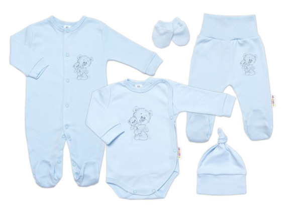 Súpravička do pôrodnice pre bábätko, 5D, Little Teddy, modrá Veľ. 50