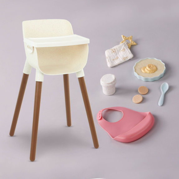Stolička jedálenská pre bábiky s doplnkami LullaBaby