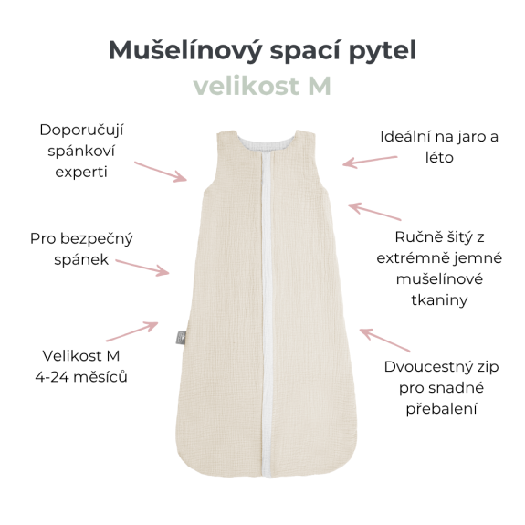 Letný a jarný ľahký mušelínový spací vak Sleepee Nature