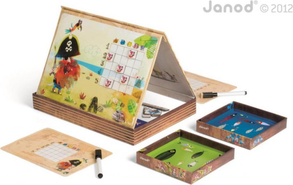 Spoločenská hra pre deti Pirátske lodičky magnetická 5+ Janod