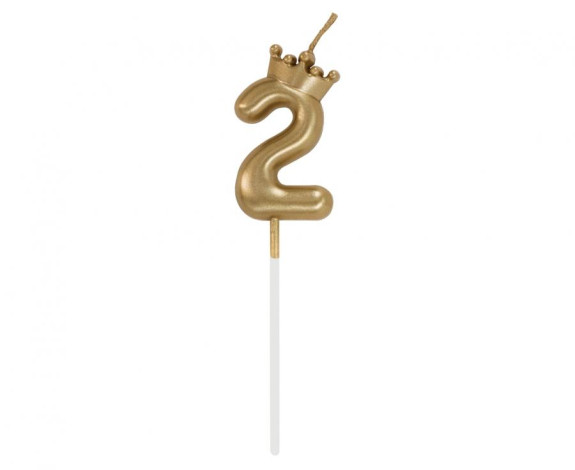 Sviečka tortová zlatá s korunkou, 6cm