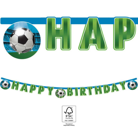 Baner závesný EKO "Happy Birthday" Futbal 2 m
