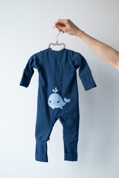 Detský rastúci overal Veľryba Navy Blue Moniel