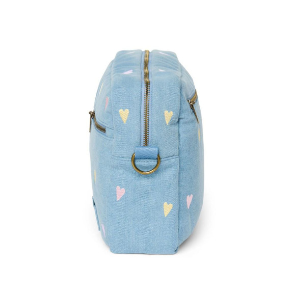 Denim Organizer na kočík Light Blue Hearts Studio Noos