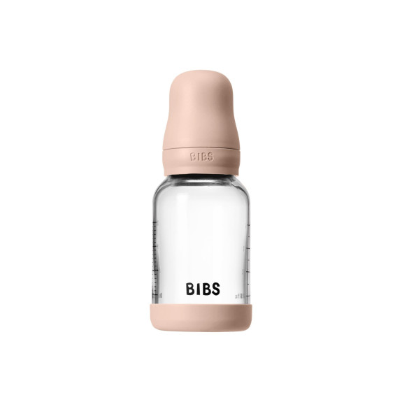Antikoliková sklenená fľaša s kaučukovým cumlíkom 120 ml Bibs