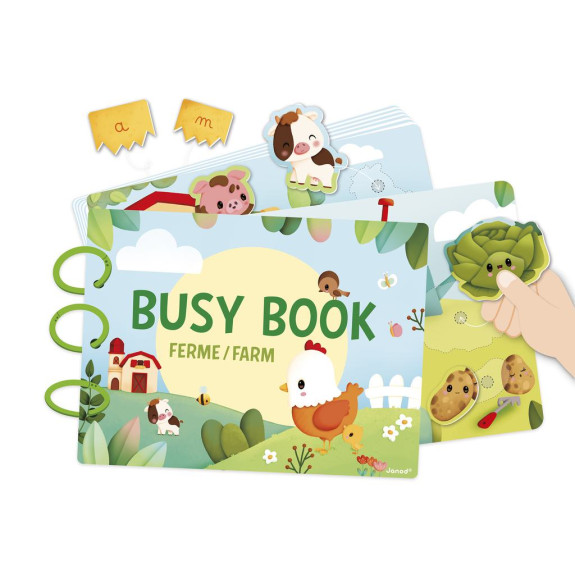 Farma Busy Book interaktívna kniha s aktivitami EN FR Janod